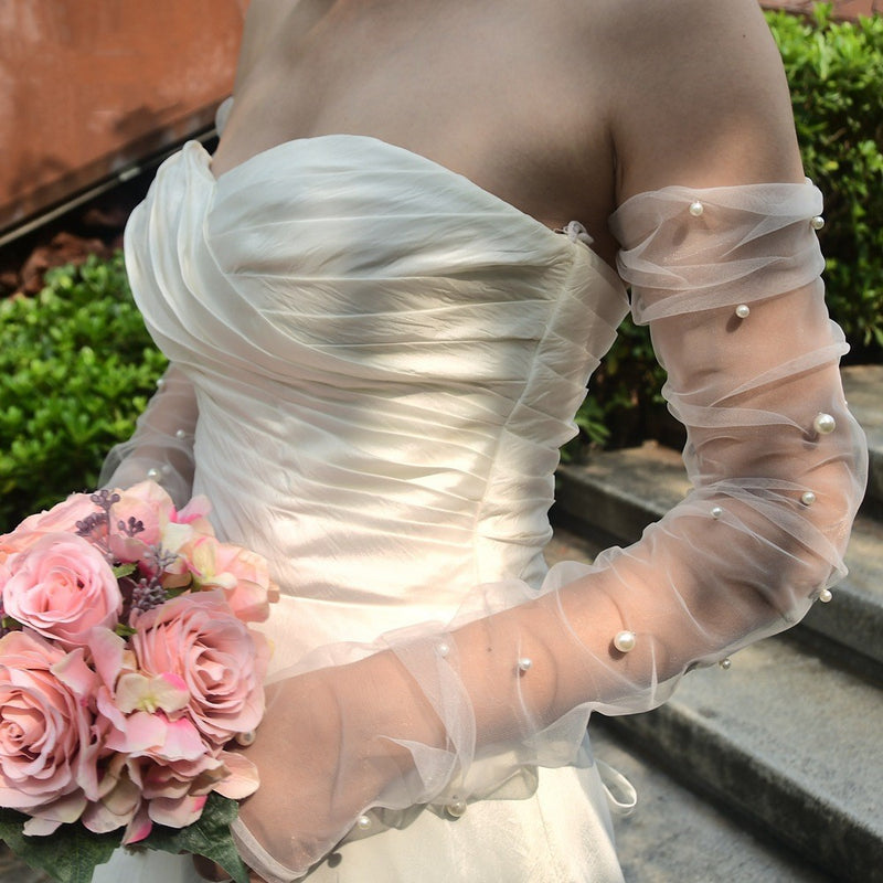 Bridal pearl fingerless gloves, view 3 - MRSLM