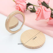 wooden portable mini makeup mirror, view 2 - MRSLM