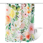 waterproof floral shower curtain with 12 hooks - MRSLM