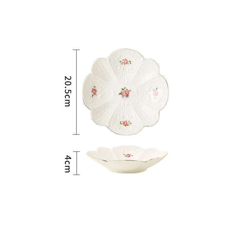 Retro floral ceramic dessert plate, view 2 - MRSLM