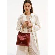 split leather chain tote bag, view 6 - MRSLM