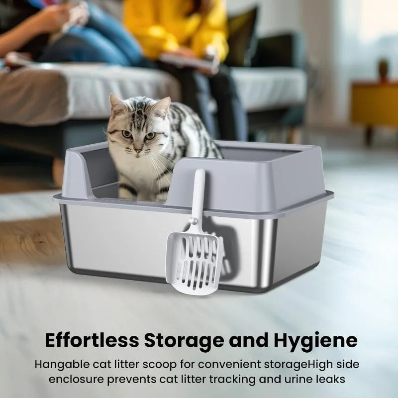 stainless steel cat litter box, view 4 - MRSLM