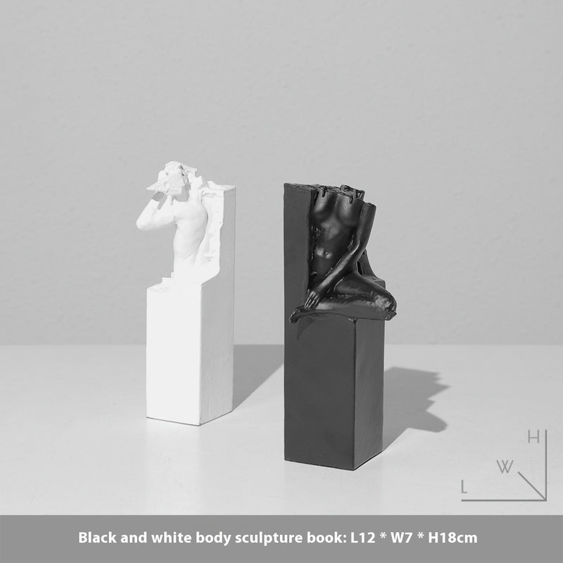 Abstract sculpture bookend pair, view 2 - MRSLM