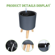 Modern self-watering planter with wooden stand, view 6 - MRSLM