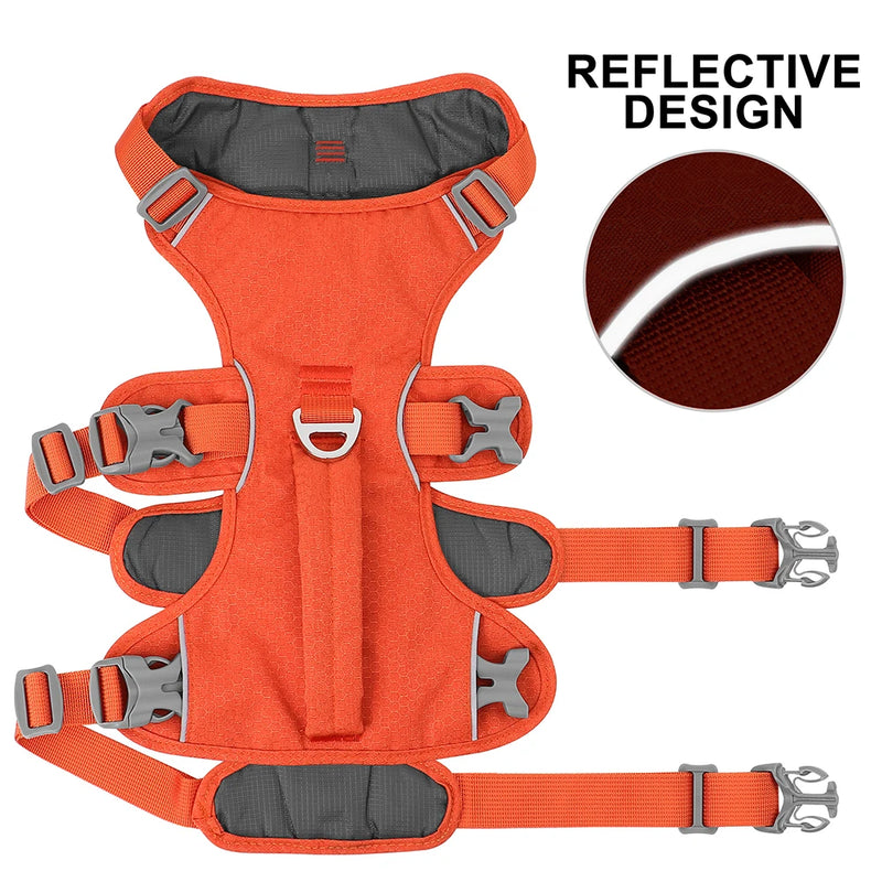 reflective nylon dog harness with handle, view 6 - MRSLM