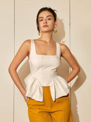 square neck asymmetrical hem top, view 8 - MRSLM
