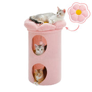 cozy flower cat house with pompom ball, view 4 - MRSLM