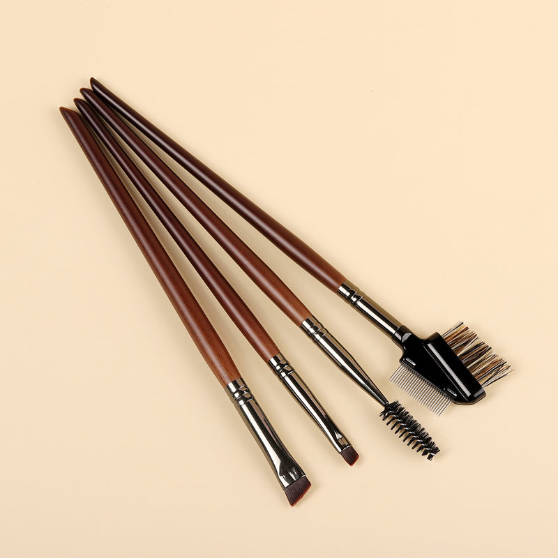 4-piece angled eyebrow and eyeliner brush set, view 2 - MRSLM