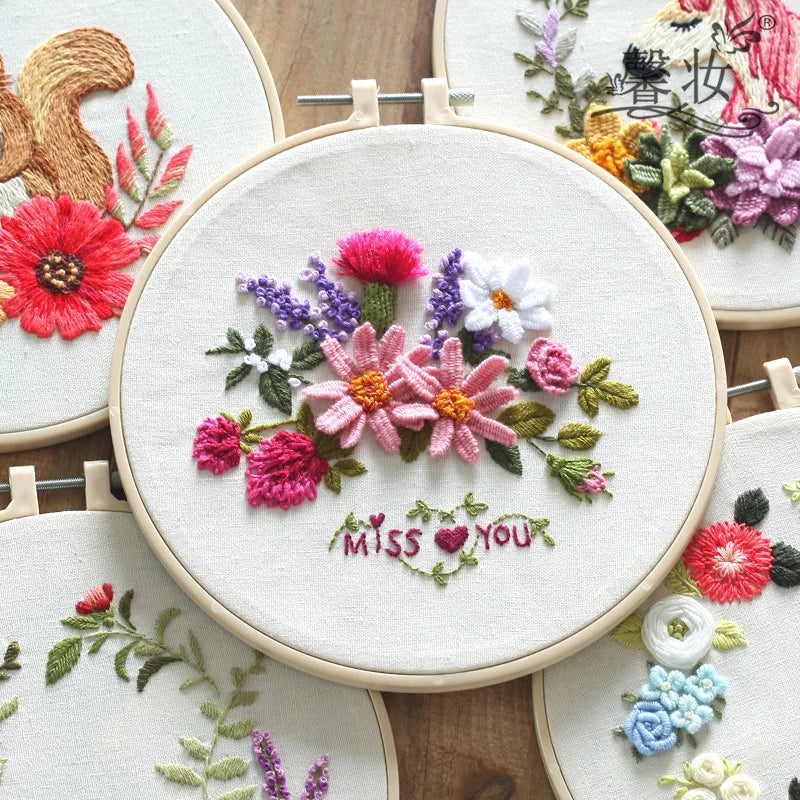 flower and squirrel embroidery starter kit, view 8 - MRSLM