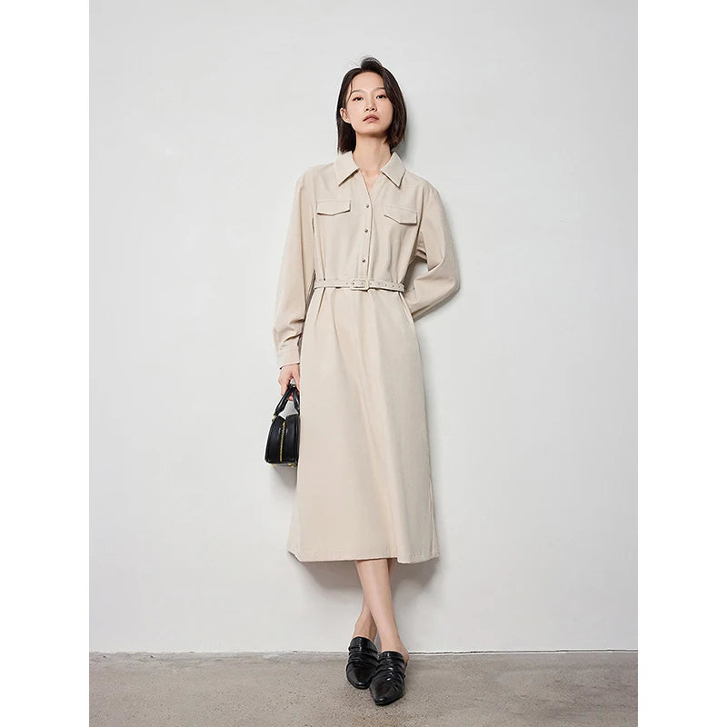 brushed long sleeve shirt dress, view 2 - MRSLM