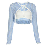 women's blue tank top and jacket two-piece set, view 5 - MRSLM