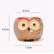 owl ceramic flower pot, view 2 - MRSLM