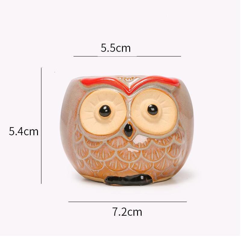 owl ceramic flower pot, view 2 - MRSLM