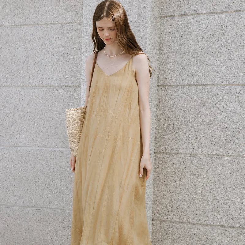 v-neck linen sundress, view 4 - MRSLM