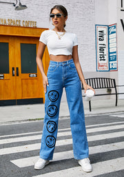 Women's street straight jeans in blue - MRSLM