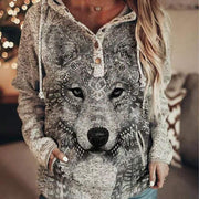 women's animal wolf print hoodie - MRSLM