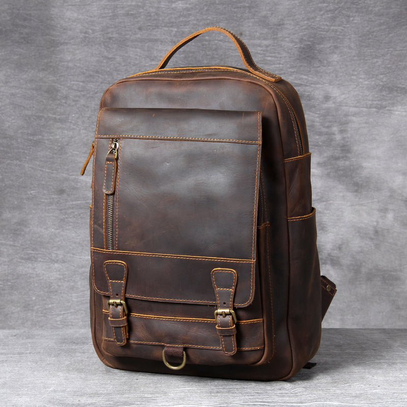 retro leather backpack, view 7 - MRSLM