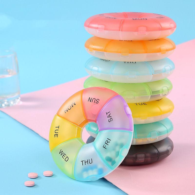 portable 7-day round pill case - MRSLM
