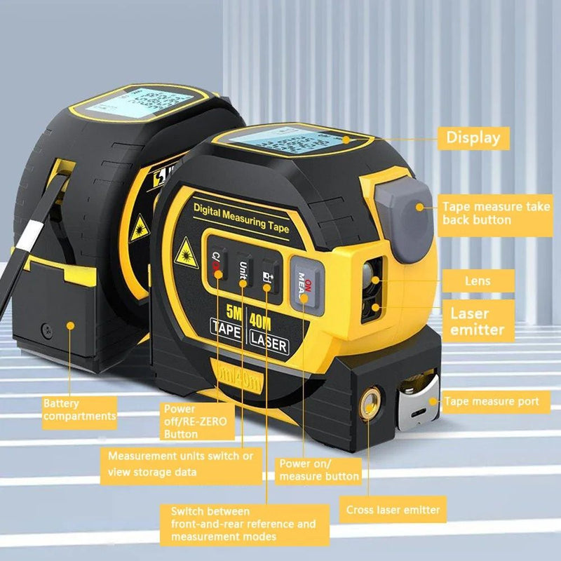 multi-function laser distance meter with tape measure, view 9 - MRSLM