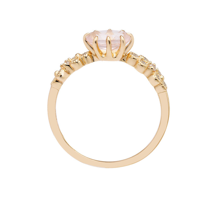 s925 silver pink crystal ring, view 3 - MRSLM
