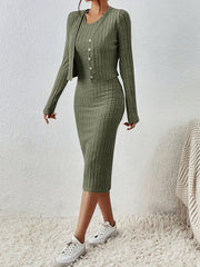 front button cropped top and dress set, view 7 - MRSLM