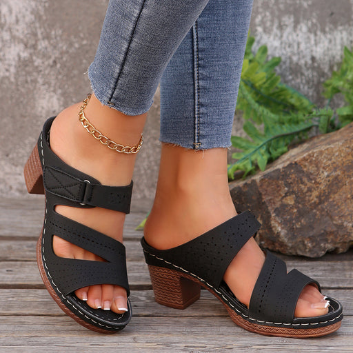 Square-heel peep-toe slides, view 8 - MRSLM