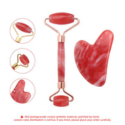 red crystal roller and gua sha set, view 6 - MRSLM