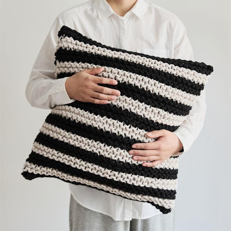 hand crochet chunky knit throw pillow, view 6 - MRSLM