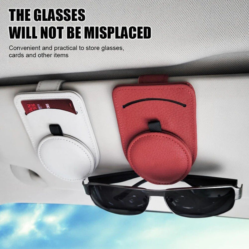 Leather car sun visor sunglasses holder, view 7 - MRSLM