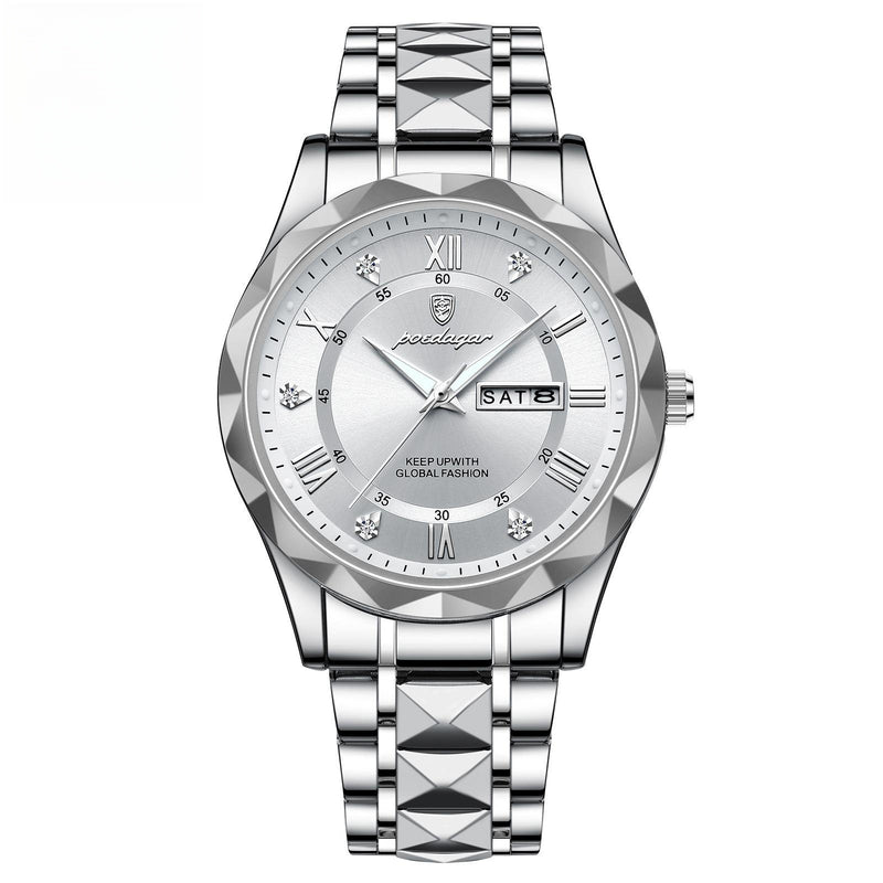 men's slim double calendar quartz watch, view 4 - MRSLM