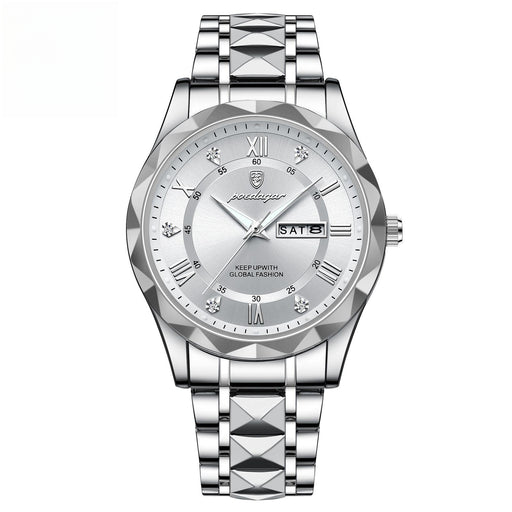 men's slim double calendar quartz watch, view 4 - MRSLM