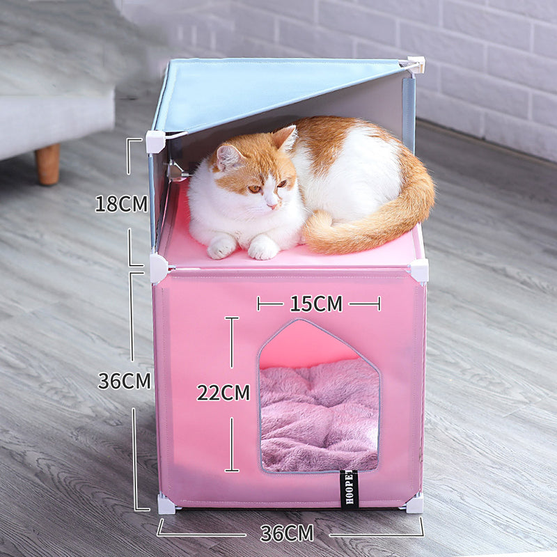 Removable pet bed and double cat house, view 2 - MRSLM