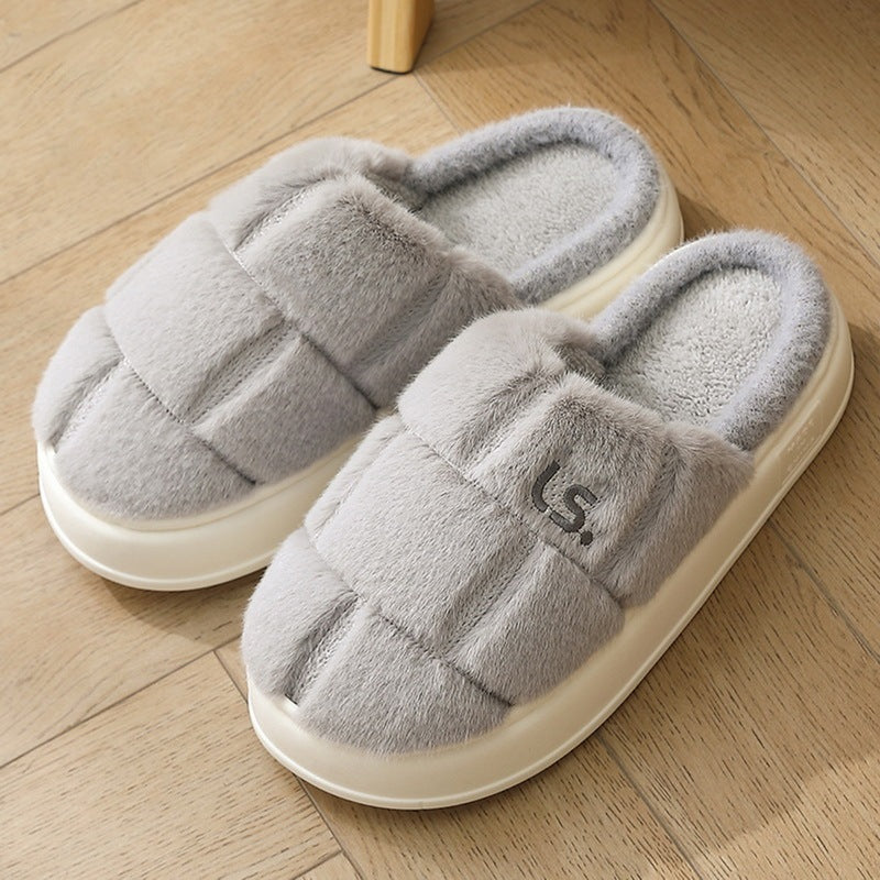 plaid plush cotton slippers, view 9 - MRSLM