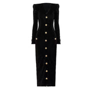 velvet long sleeve slim fit dress, view 5 - MRSLM