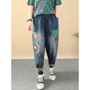 embroidered patchwork harem jeans, view 4 - MRSLM