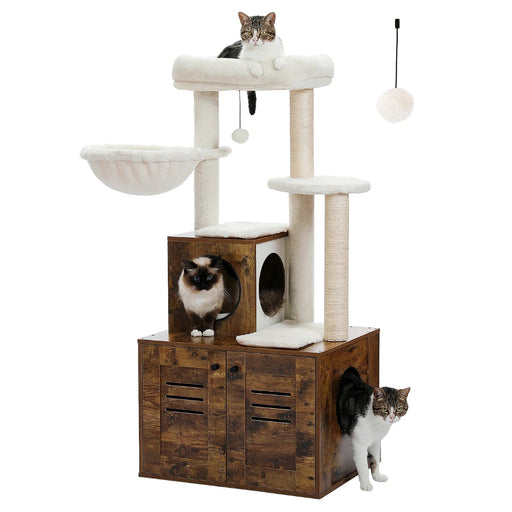 modern cat tree with litter box - MRSLM