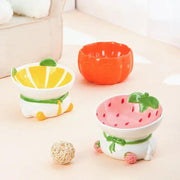 tilted raised ceramic cat bowl - MRSLM