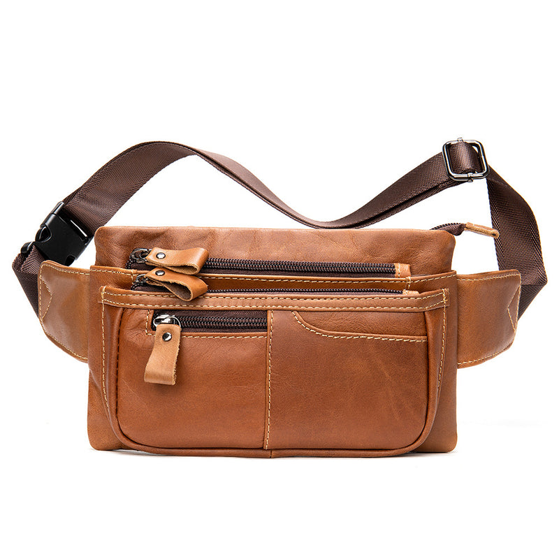 cowhide cross body chest bag for men, view 5 - MRSLM