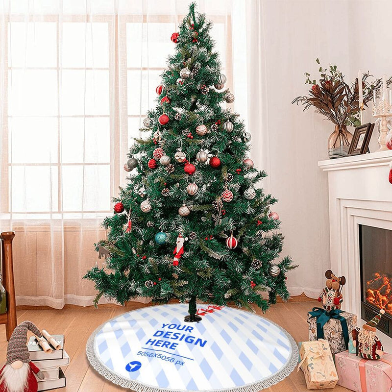 fringed Christmas tree skirt, view 2 - MRSLM