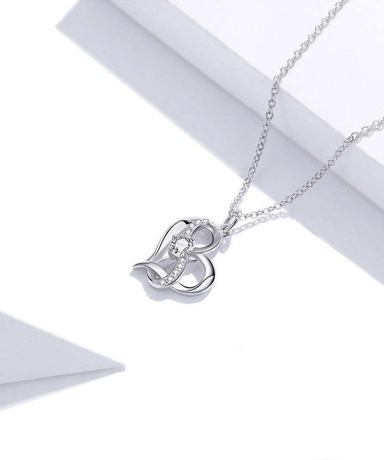 heart-shaped zircon S925 silver necklace, view 6 - MRSLM