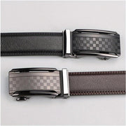 men's leather ratchet belt with anti-scratch buckle, view 2 - MRSLM