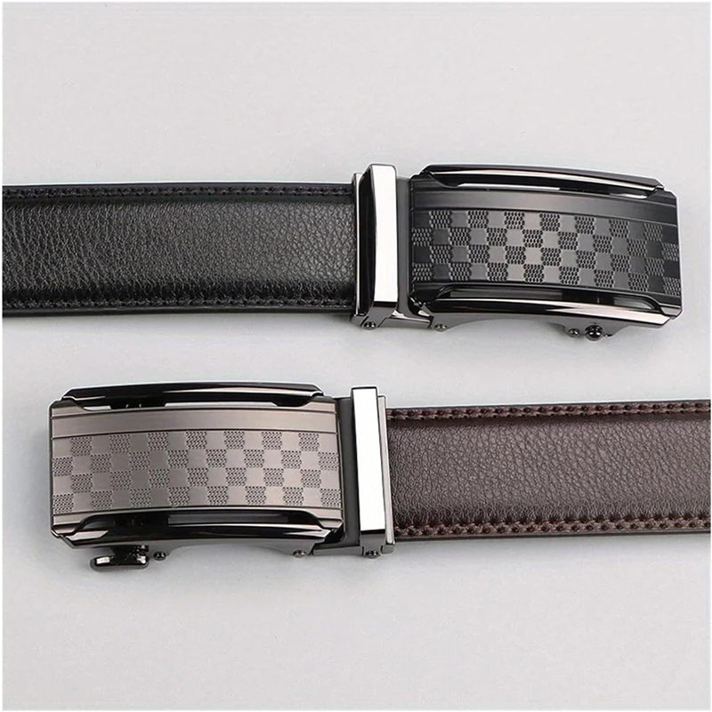 men's leather ratchet belt with anti-scratch buckle, view 2 - MRSLM