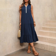 v-neck maxi dress with ruffled hem, view 3 - MRSLM