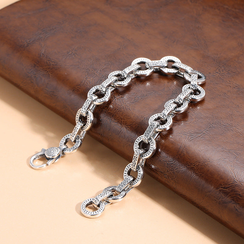 sterling silver antique ring buckle bracelet, view 5 - MRSLM