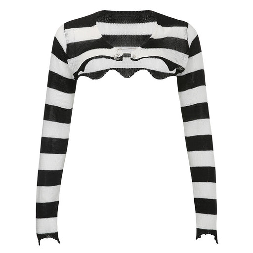contrast stripe loose cover-up sweater, view 5 - MRSLM