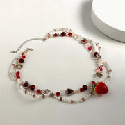 strawberry heart pearl choker necklace, view 7 - MRSLM