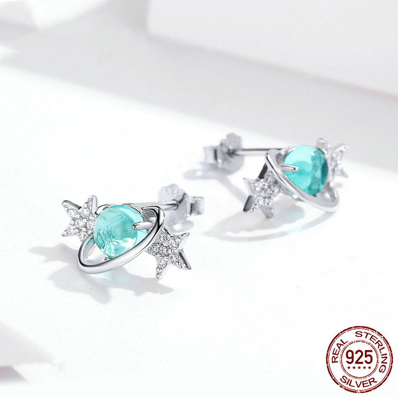 sterling silver butterfly star earrings, view 2 - MRSLM