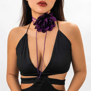 big rose flower choker necklace, view 9 - MRSLM