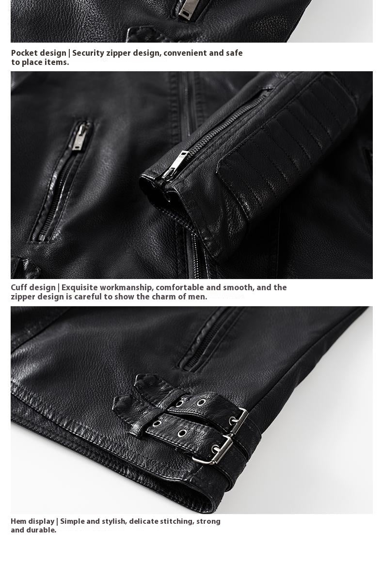 men's fleece-lined PU leather jacket, view 6 - MRSLM