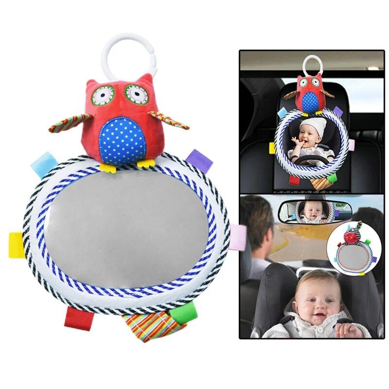 baby car mirror with plush animals, view 9 - MRSLM